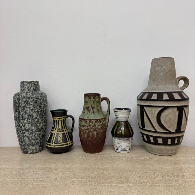 Ceramic Vases from Scheurich, West Germany, 1970s, Set of 5, in Good conditions. Designed 1970 to 1979 This piece has an...