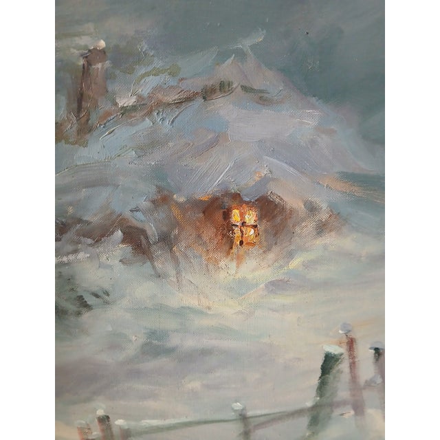 Impressionist Frank Ferruzza the Blizzard- Oil on Canvasboard Listed Artist C. 1960s For Sale - Image 3 of 5