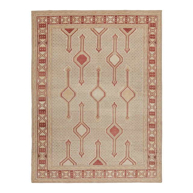 Beige 1950s Vintage Persian Rug in Beige-Brown and Red Geometric Patterns From Rug & Kilim For Sale - Image 8 of 8