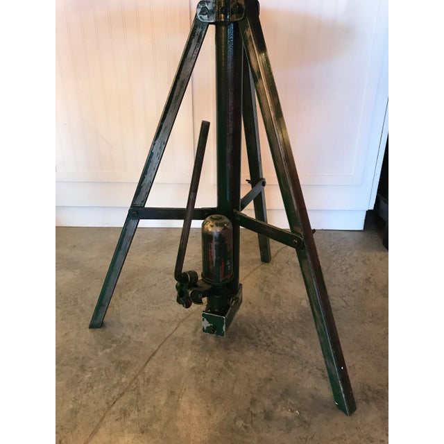 Industrial Vintage Industrial Wood and Steel Hydraulic Round Table For Sale - Image 3 of 9