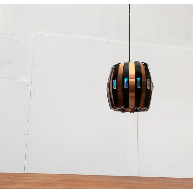 Mid-Century Danish Copper & Black Metal and Prism Pendant Lamp by Werner Schou for Coronell Elektro For Sale - Image 6 of 18