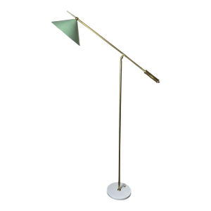 Mid 20th Century Italian Adjustable Brass Floor Lamp With Stone Base