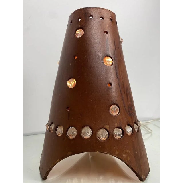 Mid-Century French Thick Leather Table Lamp For Sale - Image 9 of 13