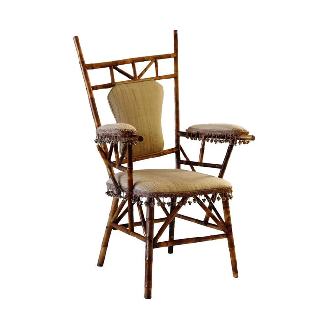 Brown Antique Asymmetrical Bamboo Chair For Sale - Image 8 of 8