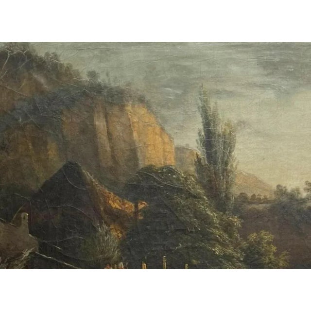 French School Artist, People Near a Lock, 19th Century, Canvas Painting For Sale - Image 4 of 6