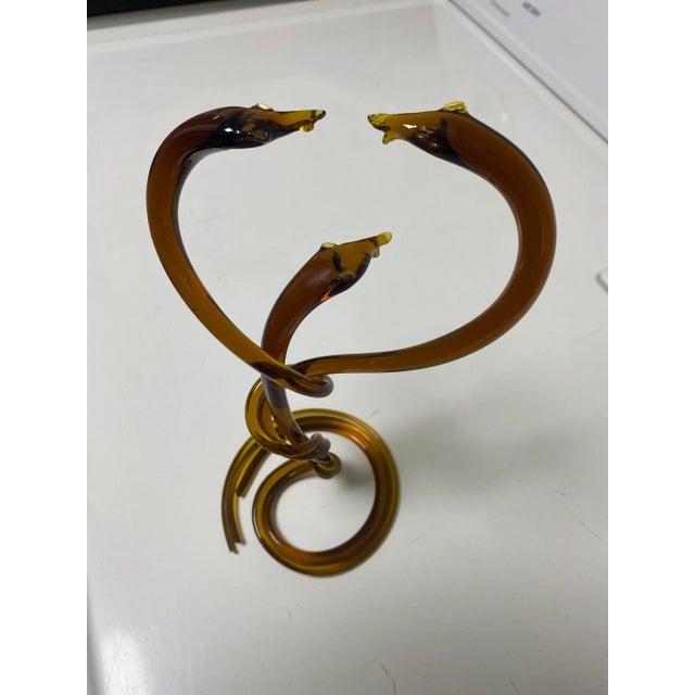 1970s 3 Cobra Murano Glass Style Sculpture For Sale - Image 4 of 12