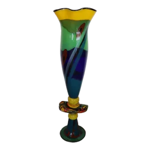 Signed Art Glass Sculptural Floor Vase