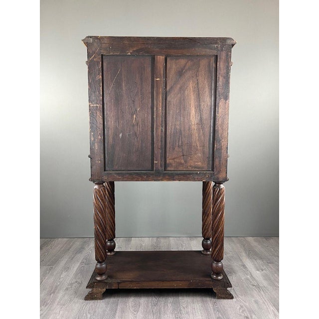Brown 19th Century Neo-Renaissance Carved and Polychrome Wooden Secretary Desk For Sale - Image 8 of 13