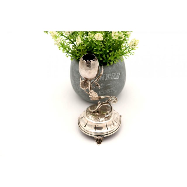 Embossed Silver Toothpick Holder with Chalice For Sale - Image 5 of 6