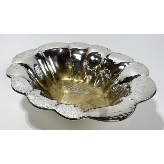 Vintage Oversized Hammered Silverplate Footed Bowl For Sale In Kansas City - Image 6 of 9