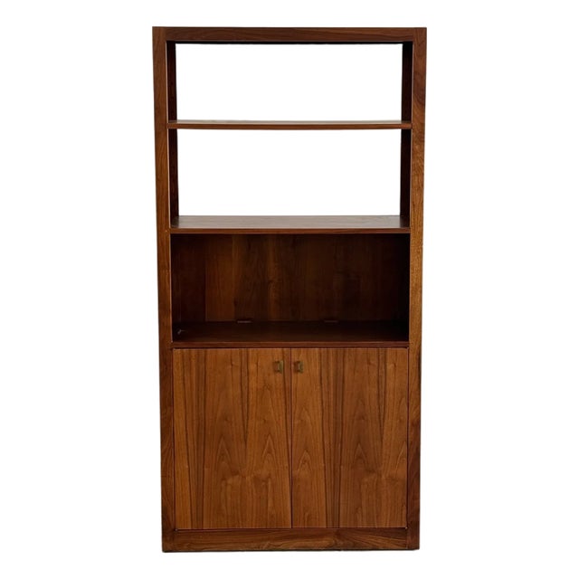 1960s Minimal Encased Walnut Bookcase #1 For Sale