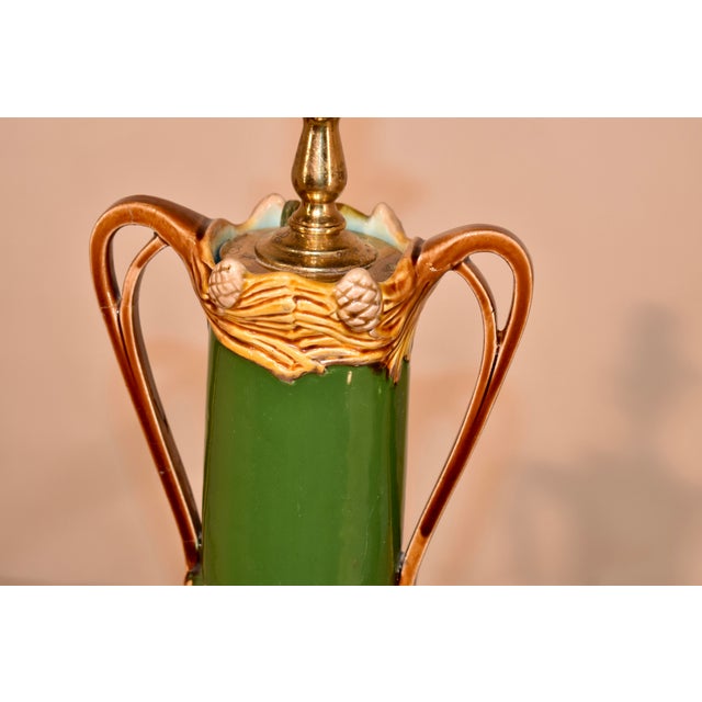 19th Century Art Nouveau Majolica Lamps - Pair For Sale In Greensboro - Image 6 of 14