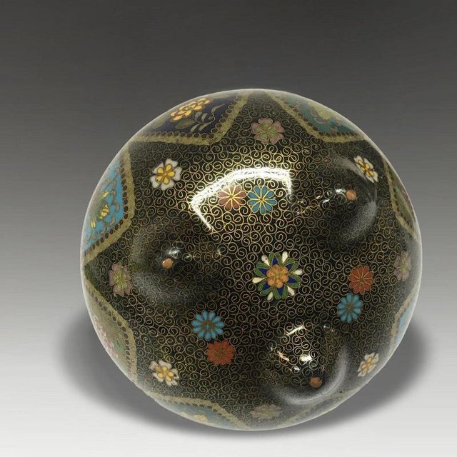 Metal Antique Meiji Japanese Kyoto Cloisonné Censer attributed to Takahara Komajiro For Sale - Image 7 of 8