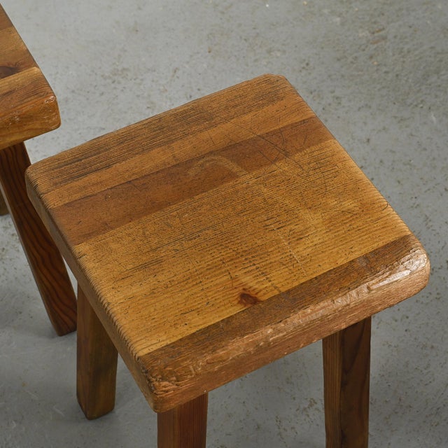 Charlotte Perriand Larch Stools by Charlotte Perriand for Les Arcs, 1985, Set of 6 For Sale - Image 4 of 16