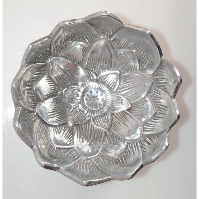 2000s Lotus Arthur Court Post Modern Cast Aluminum Repousse Round Bowl For Sale - Image 9 of 12