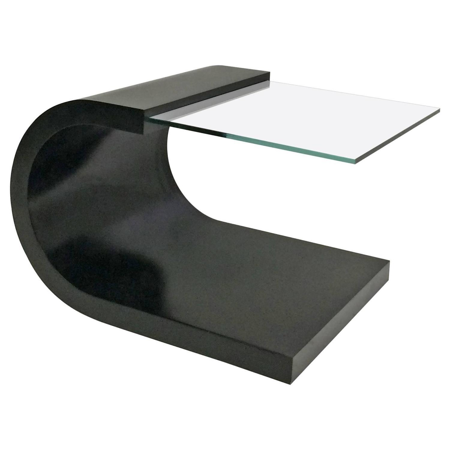 Waterfall Black Lacquer & Glass End Table Chairish