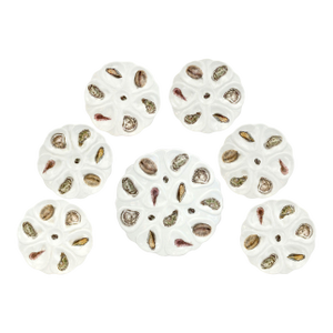 Vintage French Porcelain Oyster Set, 6 Plates & Platter