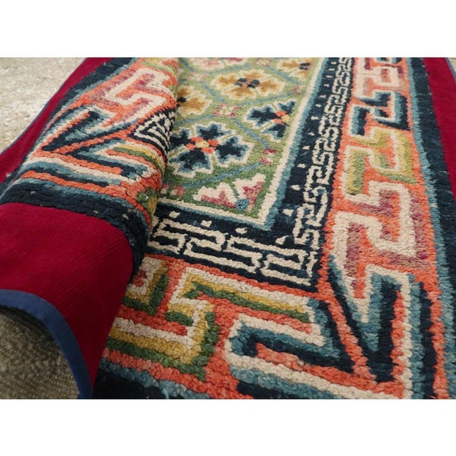 Red Galerie Shabab Collection Mid-20th Century Handmade Tibetan Throw Rug For Sale - Image 8 of 8