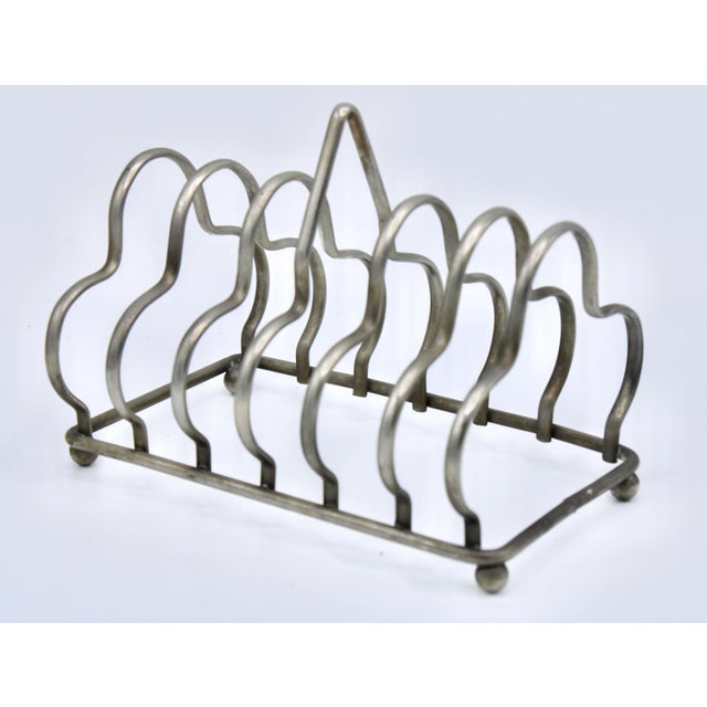 Metal Art Deco Silver-Plate English Toast Rack / Letter Rack For Sale - Image 7 of 7