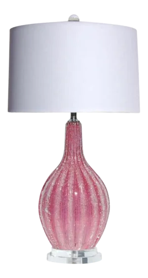 1960s Vintage Murano Glass Table Lamp in Raspberry Pink Ice by Galliano Ferro - a Single Lamp