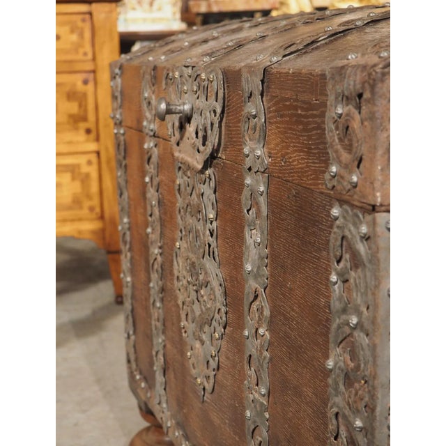 Period Louis XIV Oak and Iron Domed Trunk From Northeast France, Circa 1700 For Sale - Image 11 of 12