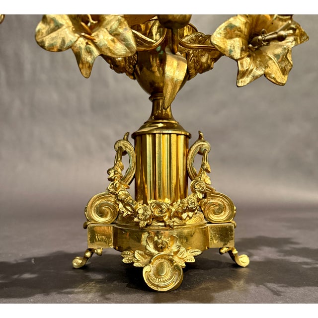 Late 19th Century Pair of French Napoleon III Gilt Bronze Floral Seven-Light Candelabra For Sale - Image 4 of 9