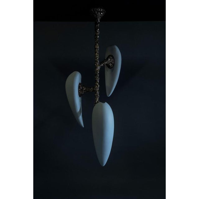 Contemporary Lv-426 Vertical 3 Diffusers Pendant in Patinated Cast Bronze by William Guillon For Sale - Image 3 of 17