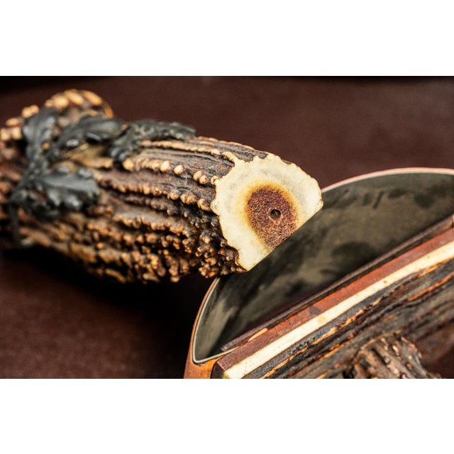 Rustic Victorian Hunting Trophy Antique Antler Desk Set Paperweight Blotter For Sale - Image 13 of 14
