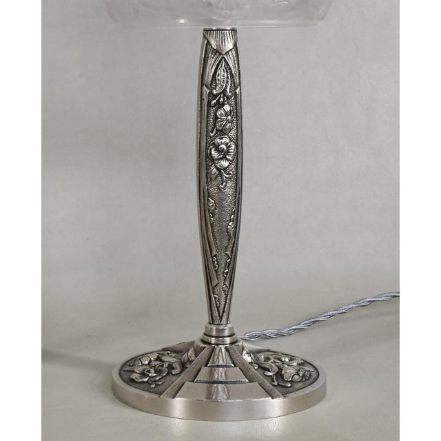 Silver French Art Deco Lamp by Lorrain Daum 1930s France - A Pair For Sale - Image 8 of 12