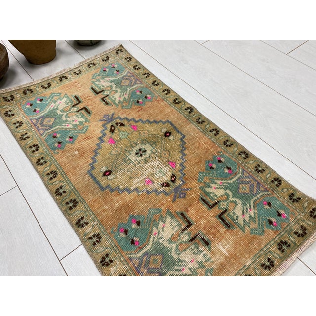 1950s Vintage Anatolian Small Floral Carpet For Sale - Image 5 of 5