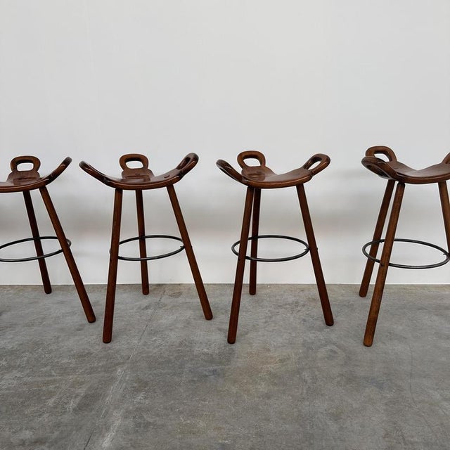 Black Vintage Bar Stool in Wood in the style of Sergio Rodrigues For Sale - Image 8 of 14