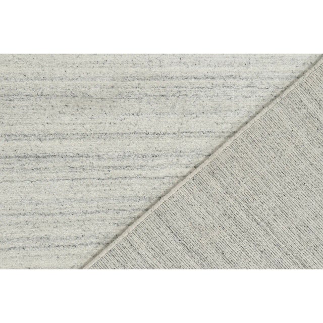 Textile 2010s Rug & Kilim’s Contemporary Rug in Textural Silver, Off-White and Blue Striae For Sale - Image 7 of 7