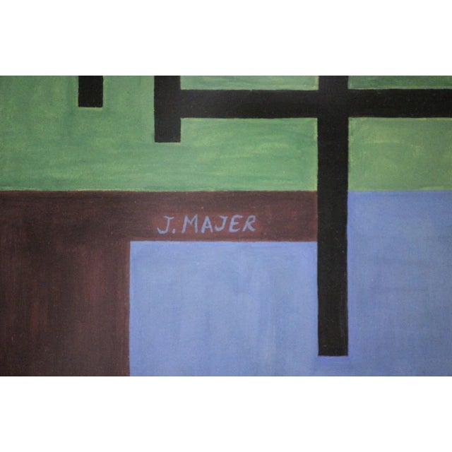 Abstract Acrylic in Bamboo Frame For Sale - Image 4 of 6