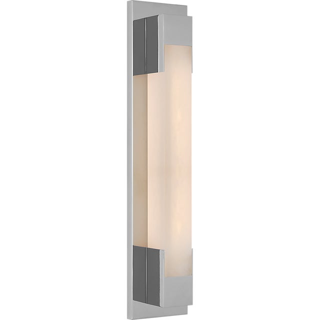 Kelly Wearstler for Visual Comfort Signature Covet 21" Bracketed Bath Light in Polished Nickel with Alabaster For Sale