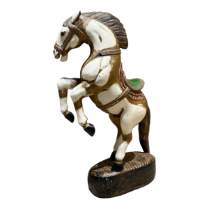 Antique Hand Carved Wood Polychrome Painted Horse Sculpture Statue