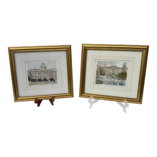 Cambrooke’s “Portraits of Britain” Framed and Matted Original Prints- Set of Two For Sale