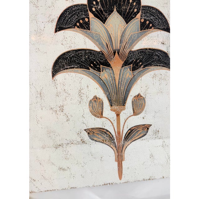 Not Yet Made - Made To Order “Sovereign” Art Deco Floral Fragment| Hand-Textured Acrylic Frame Wall Art For Sale - Image 5 of 9
