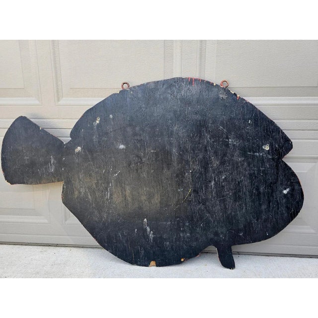 Brown Antique American North Carolina Coastal Bait Shop Advertising Fish Sign For Sale - Image 8 of 11