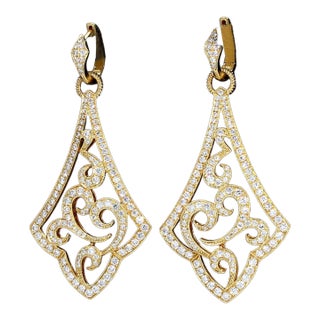 Chad Allison Spiral 18k Yellow Gold Earrings With Diamonds, A Pair For Sale