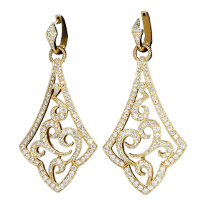 Chad Allison Spiral 18k Yellow Gold Earrings With Diamonds, A Pair