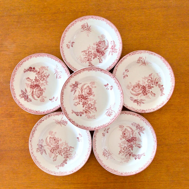Pink 19th Century French Plates from Sarreguemines, Set of 6 For Sale - Image 8 of 8