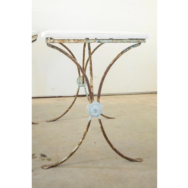 Pair of 19th Century Painted Iron Tables With Stone Top For Sale In Atlanta - Image 6 of 8