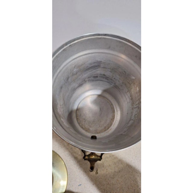 Wood Decanter and Tumbler Set Brass Coffee Urn Dispenser With Wood Accents For Sale - Image 7 of 7