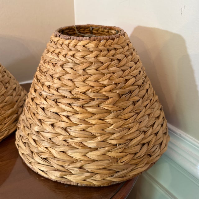 Mid-Century Modern 1970s Water Hyacinth Sconce Lamp Shade - A Pair For Sale - Image 3 of 10