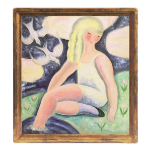 'Young Woman With Doves' by Nura Ulreich, Art Institute of Chicago, Salon D'Automne, Paris, Art Deco