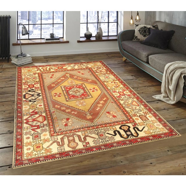 Turkish Vintage Oushak Tan/Ivory Rug, 5' 7" X 8' 9" For Sale - Image 3 of 4