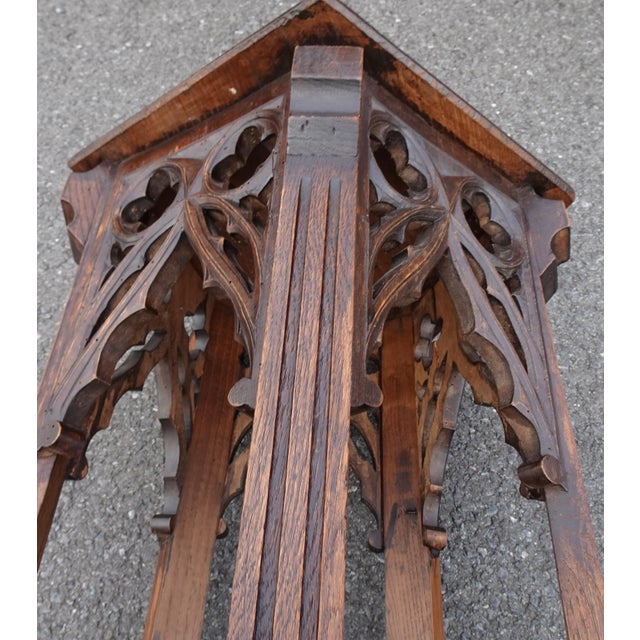 Antique Oak Gothic Pedestal, 1890s For Sale - Image 18 of 18