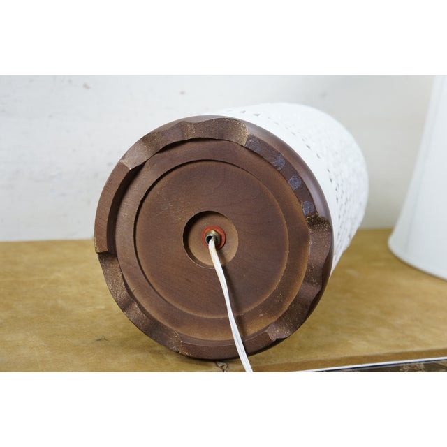 Ceramic Set of 2 Vintage Kabuki Blanc De Chine Reticulated Japanese Porcelain Cherry Blossoms Lamps For Sale - Image 7 of 14