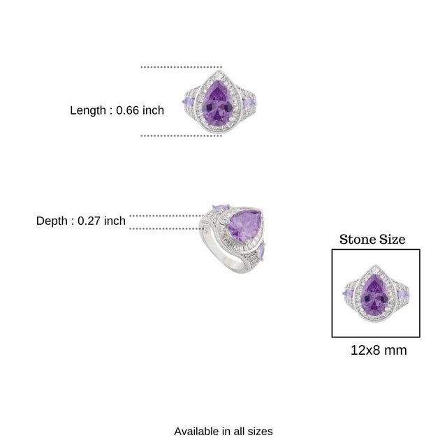 Pear Cut Zirconia Cluster Bold Ring Crafted in Sterling Silver - Size 8 For Sale - Image 9 of 11