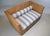 Modern Modern Caned Teak Rattan Loveseat in Blue and White Sunbrella Fabric For Sale - Image 3 of 15